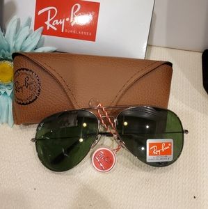 Sale RAY BAN 3026 SUNGLASSES GOLD W GREEN LENSE…